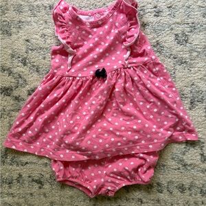 Pink Polka Dot Kids Dress with Ruffles